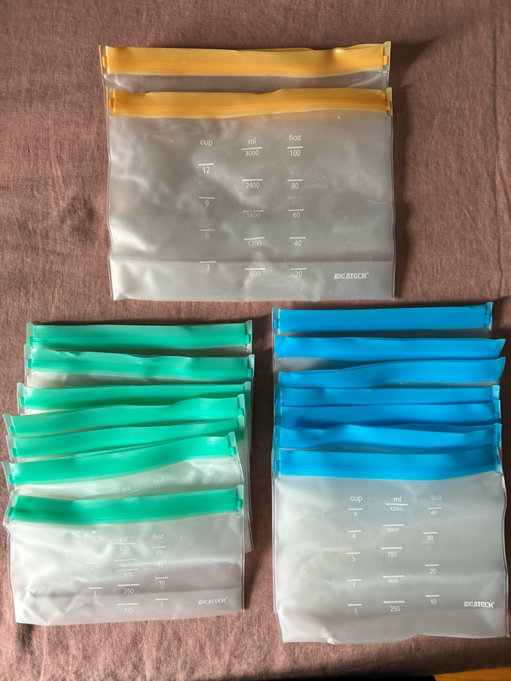 Reusable Silicone Freezer Bags - Blue & Teal, Brand:
